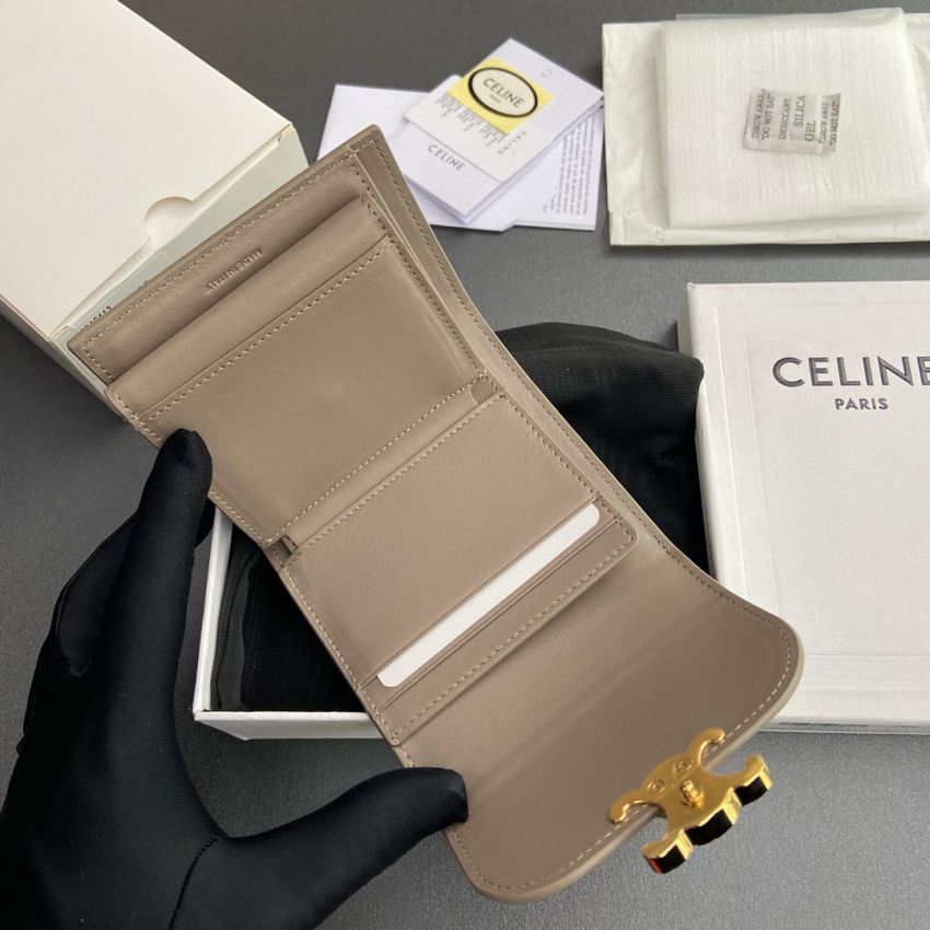 Ce1i*e Triomphe Small wallet-Taupe