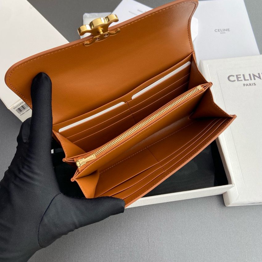 Ce1i*e Triomphe Long wallet-Tan