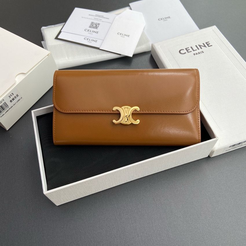 Ce1i*e Triomphe Long  wallet-Tan