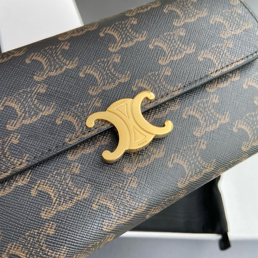 Ce1i*e Triomphe Long wallet-Tan/brown