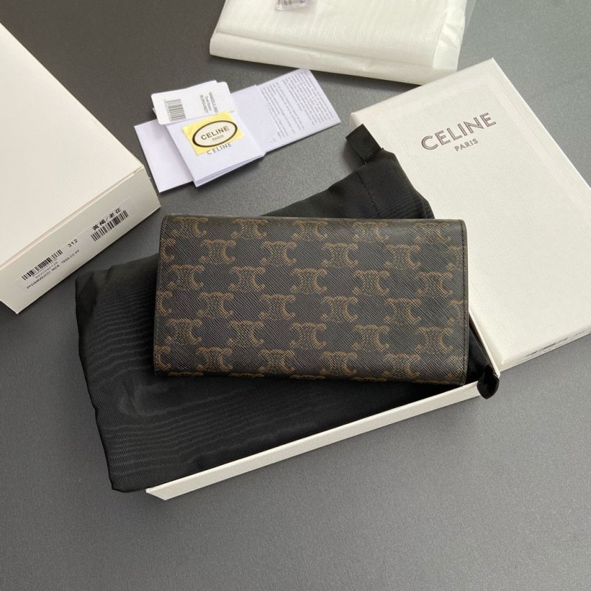 Ce1i*e Triomphe Long wallet-Tan/brown