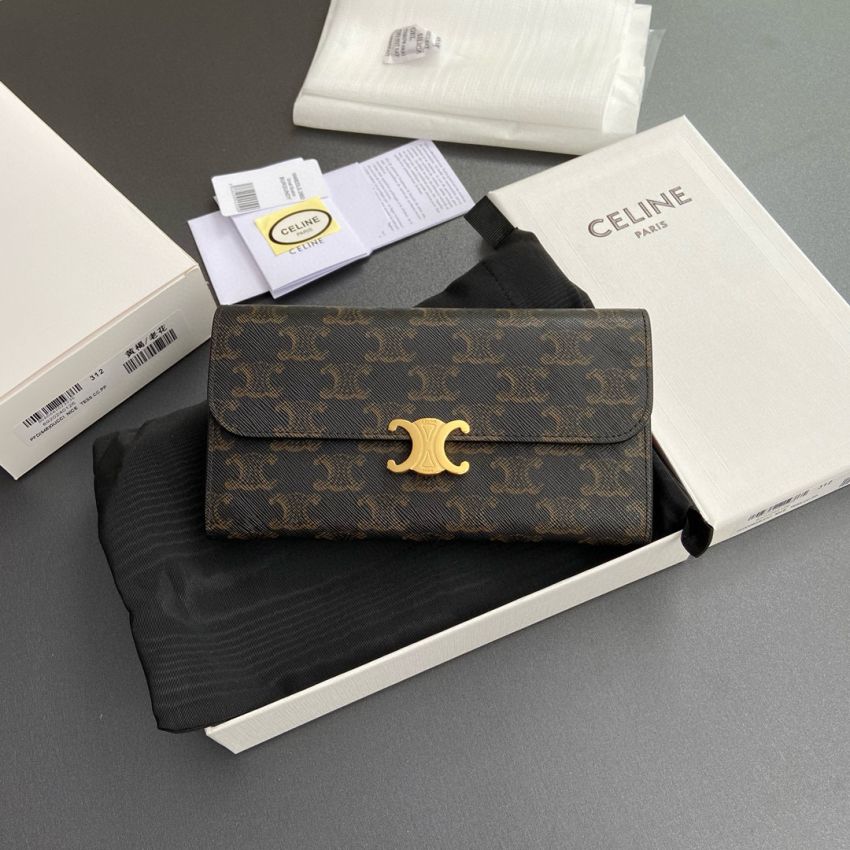 Ce1i*e Triomphe Long  wallet-Tan/brown