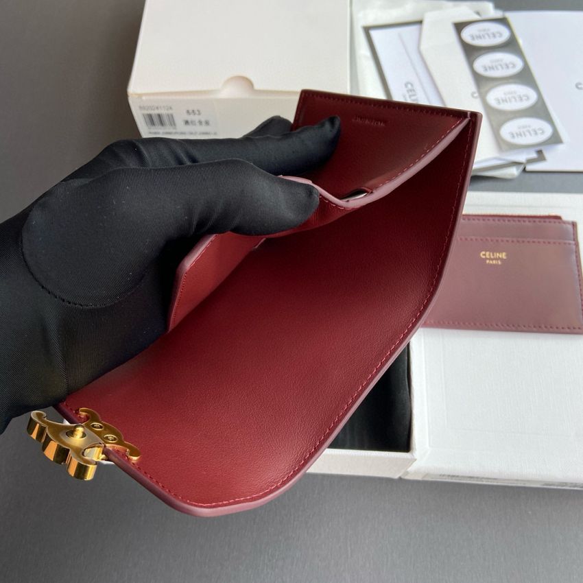 Ce1i*e Triomphe Compact wallet with coin pouch-Burgundy