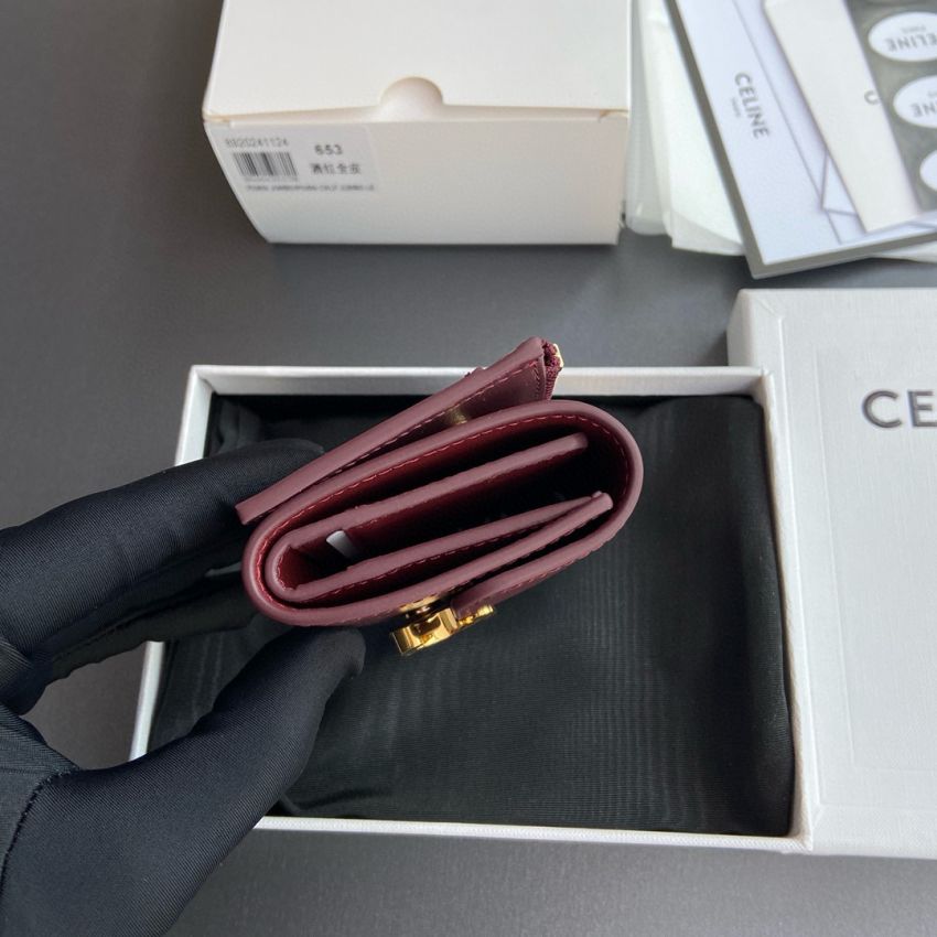 Ce1i*e Triomphe Compact wallet with coin pouch-Burgundy