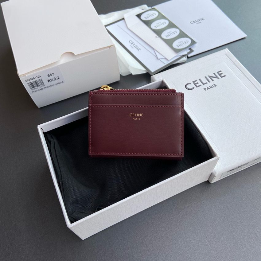 Ce1i*e Triomphe Compact wallet with coin pouch-Burgundy