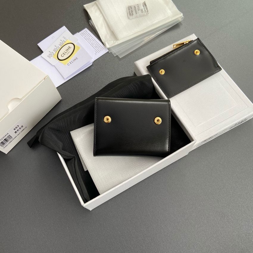 Ce1i*e Triomphe Compact wallet with coin pouch-Black