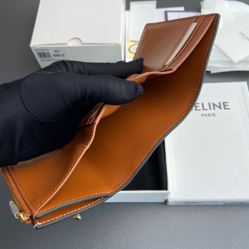 Ce1i*e Triomphe Compact Wallet-Tan