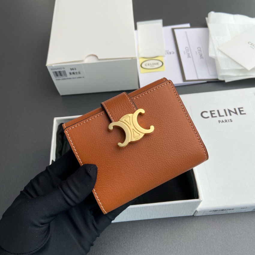 Ce1i*e Triomphe Compact Wallet-Tan