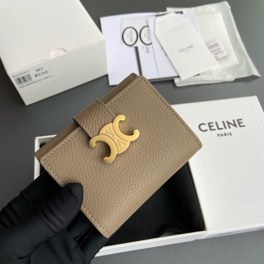 Ce1i*e Triomphe Compact Wallet-Taupe