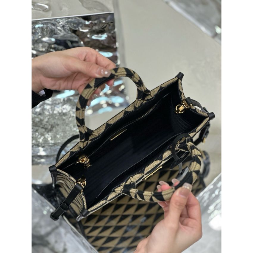 Small Pra*a Symbole embroidered fabric handbag