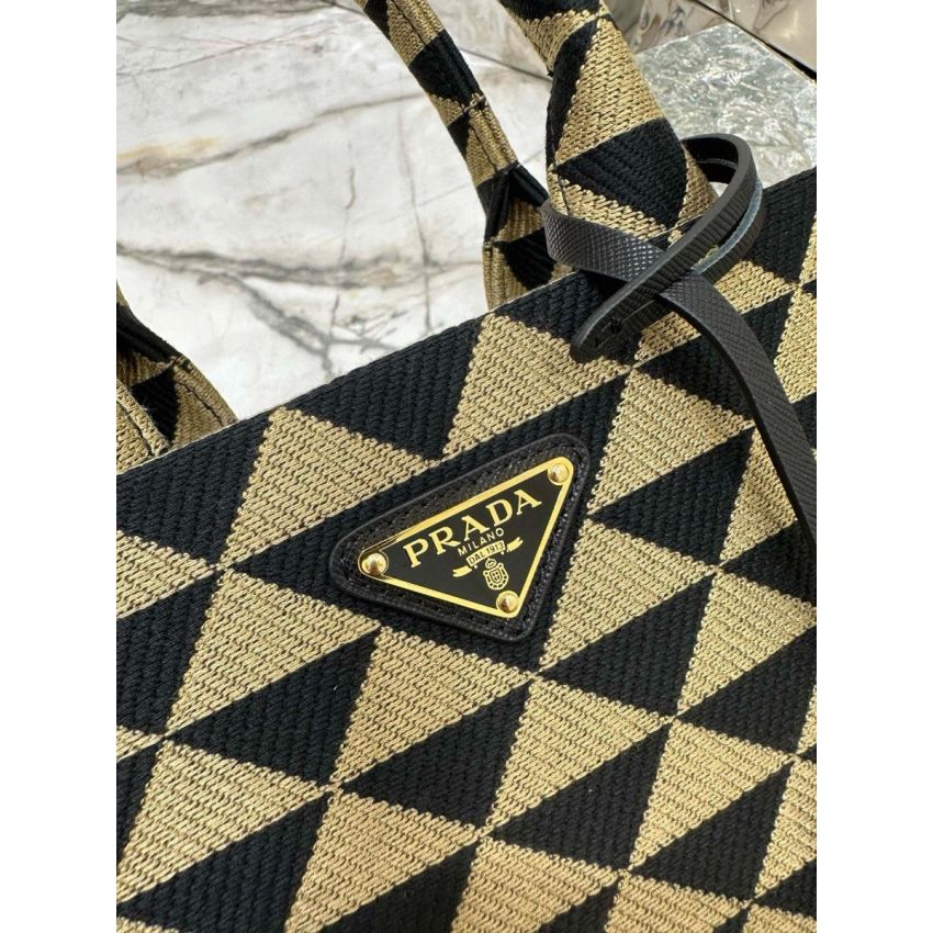 Small Pra*a Symbole embroidered fabric handbag