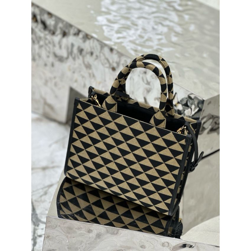 Small Pra*a Symbole embroidered fabric handbag