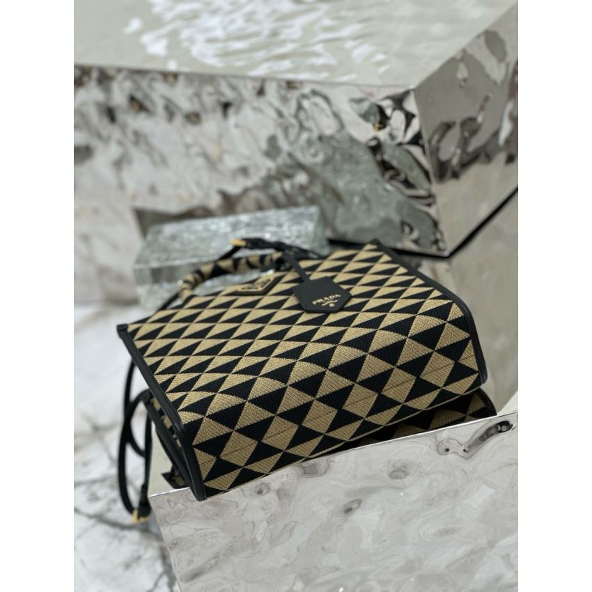 Small Pra*a Symbole embroidered fabric handbag