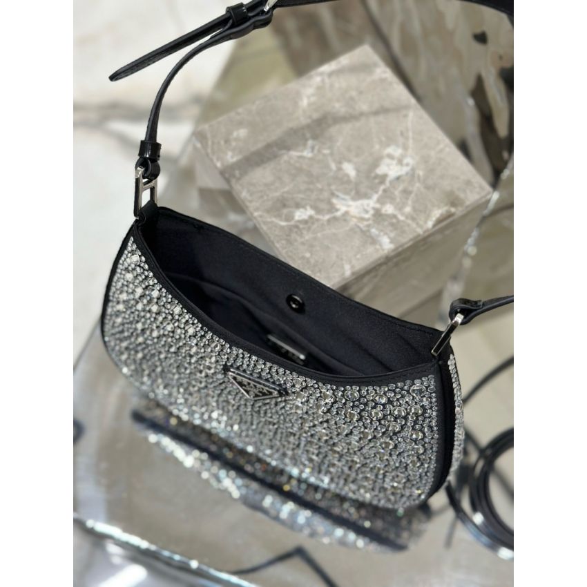 Pra*a Cleo satin bag with crystals