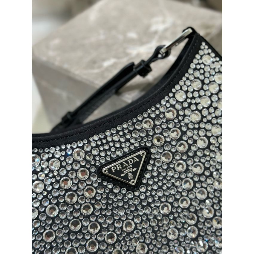 Pra*a Cleo satin bag with crystals