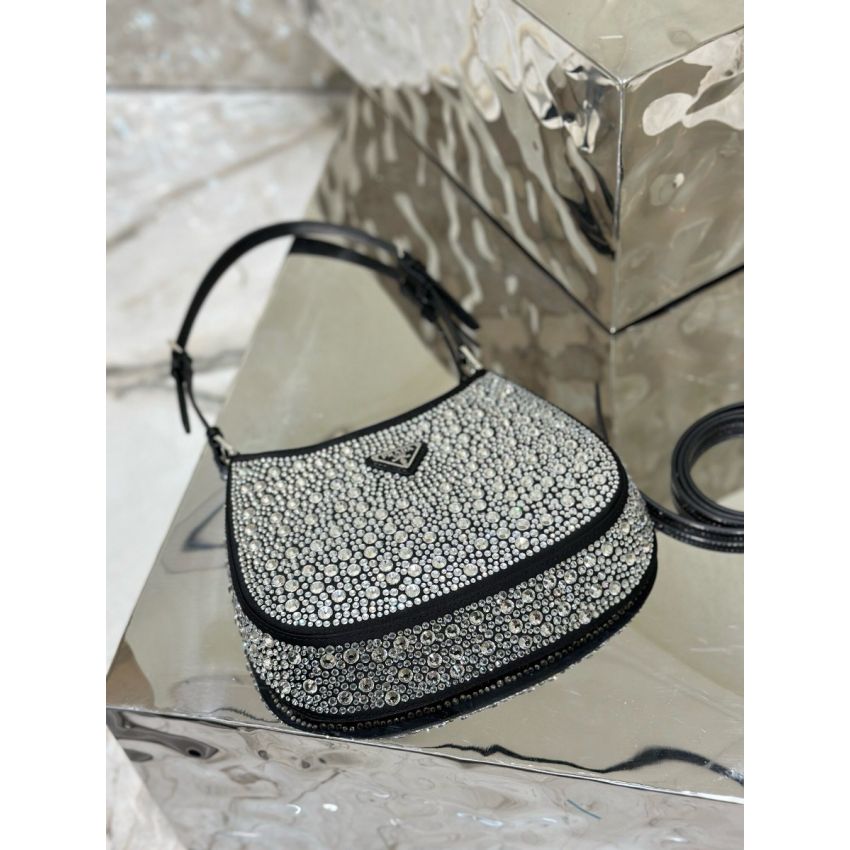 Pra*a Cleo satin bag with crystals