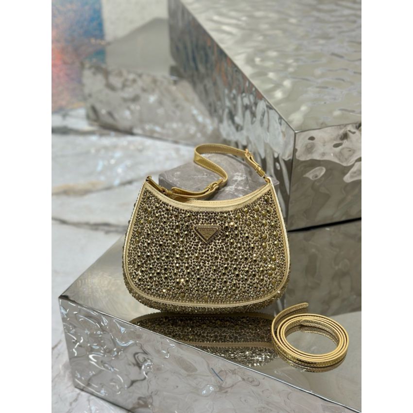 Pra*a Cleo satin bag with crystals