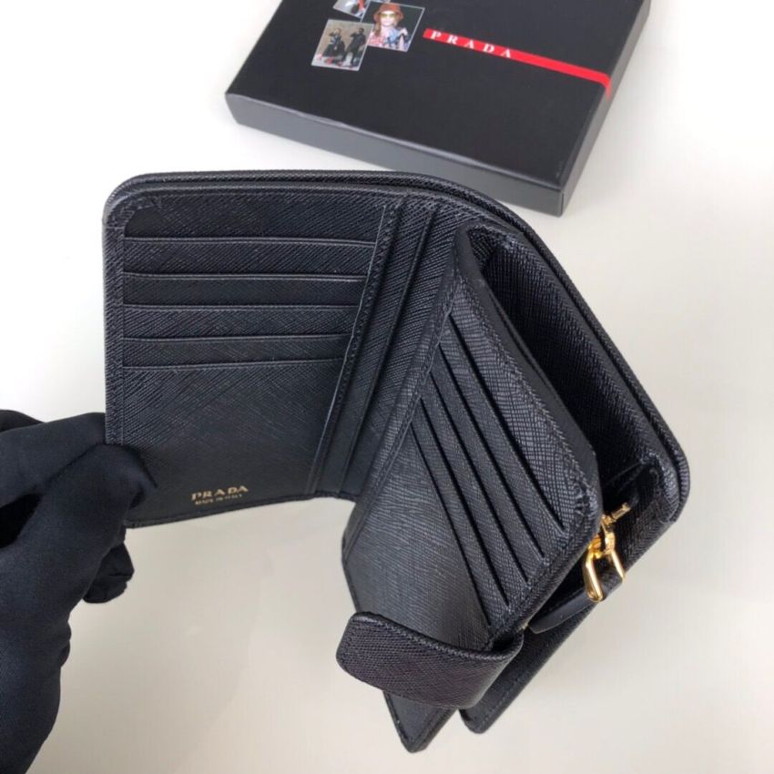 Pra*a Saffiano Compact Wallet