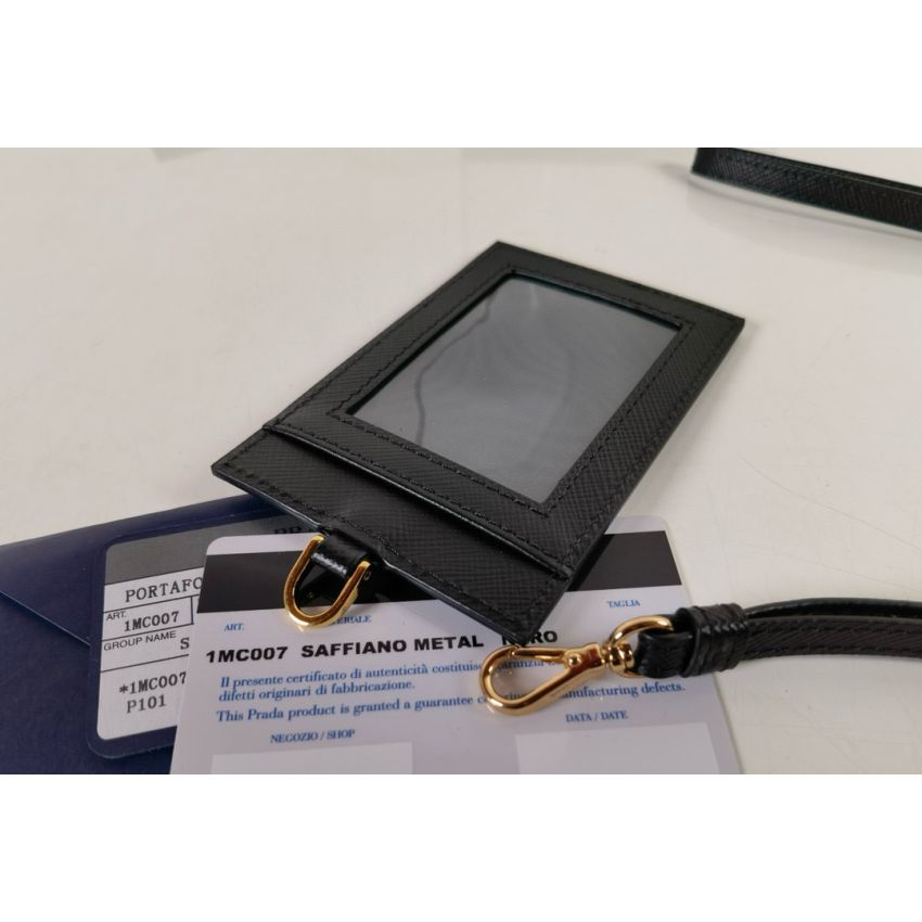 Pra*a Saffiano Leather Badge Holder