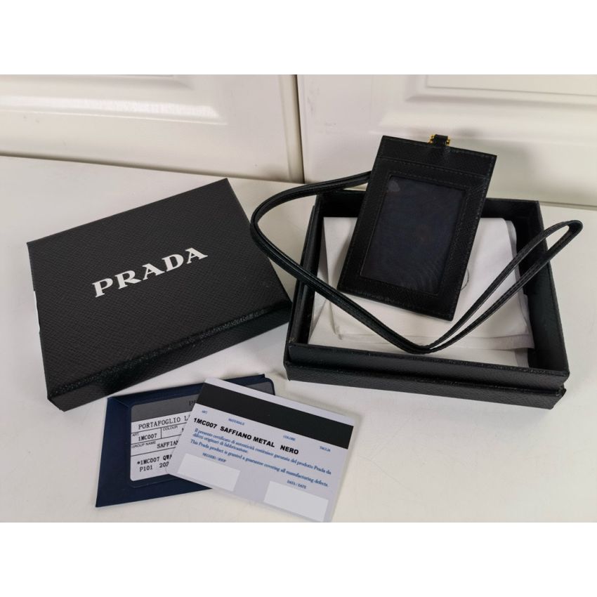Pra*a Saffiano Leather Badge Holder