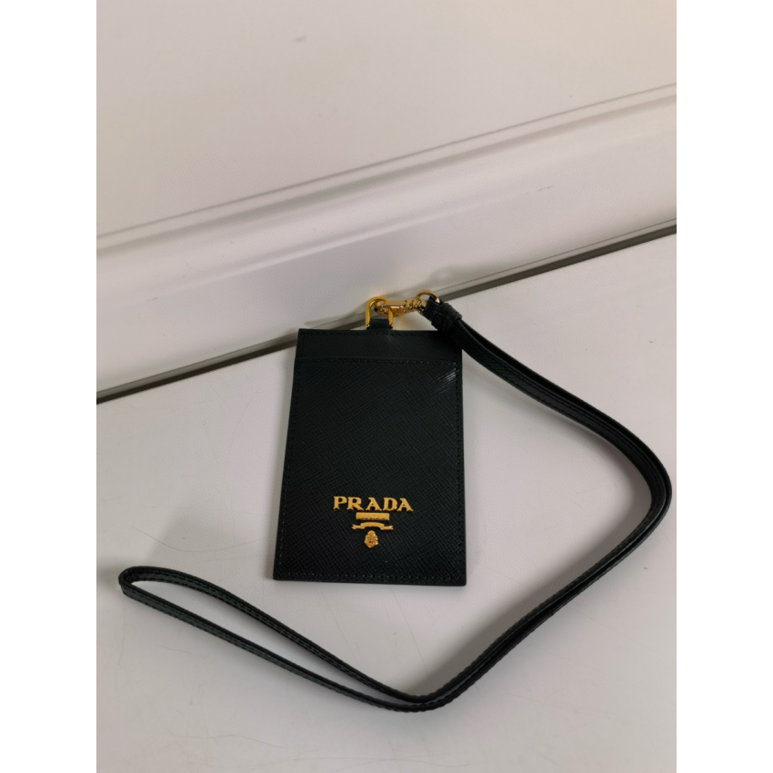 Pra*a Saffiano Leather Badge Holder