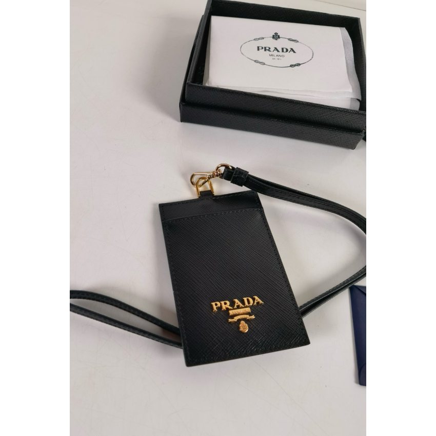 Pra*a Saffiano Leather Badge Holder