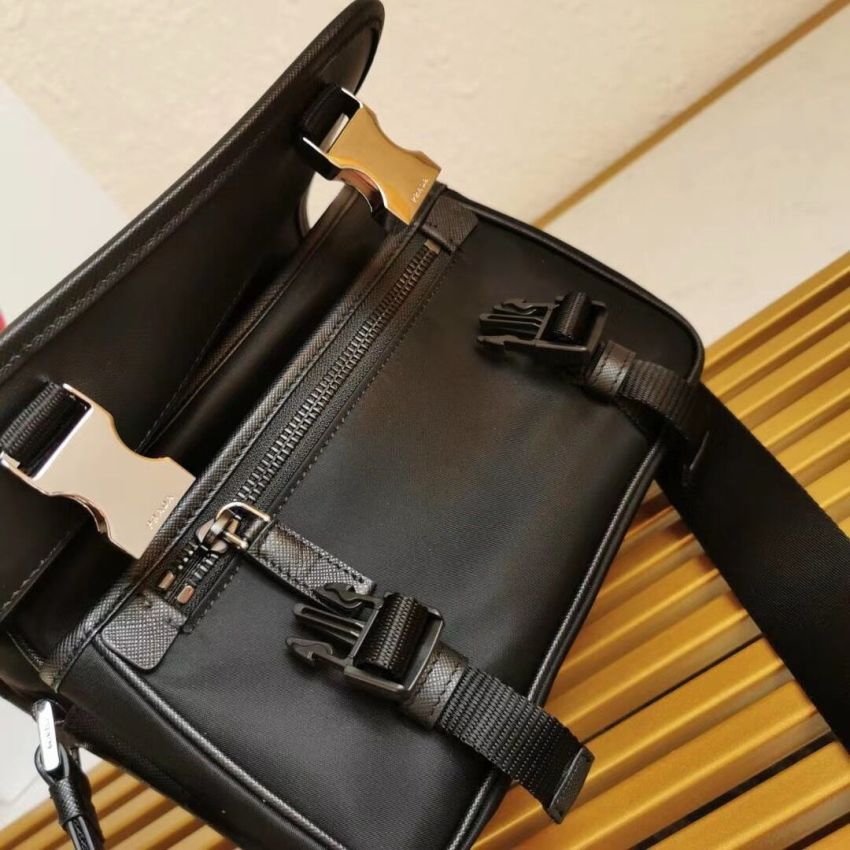 Pra*a Re-Nylon and Saffiano leather shoulder bag