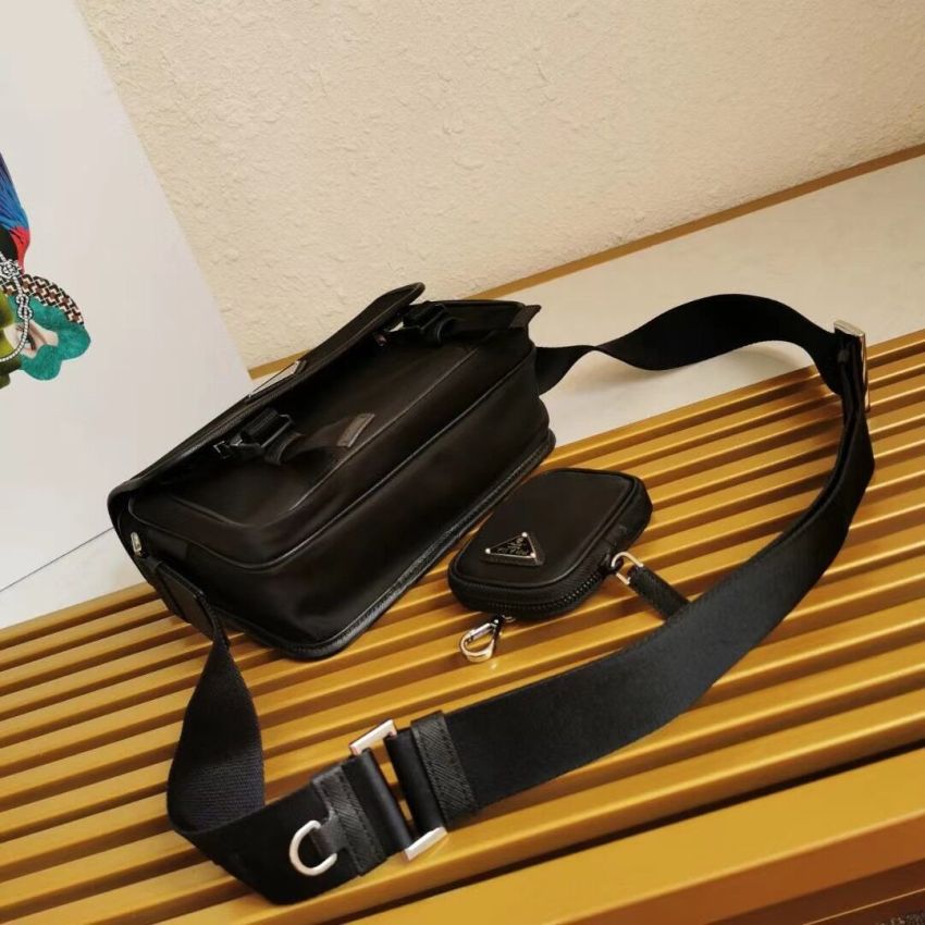 Pra*a Re-Nylon and Saffiano leather shoulder bag