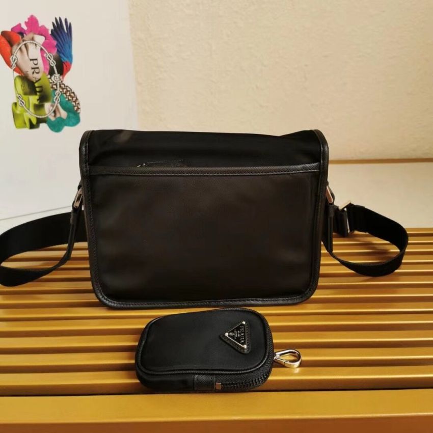 Pra*a Re-Nylon and Saffiano leather shoulder bag