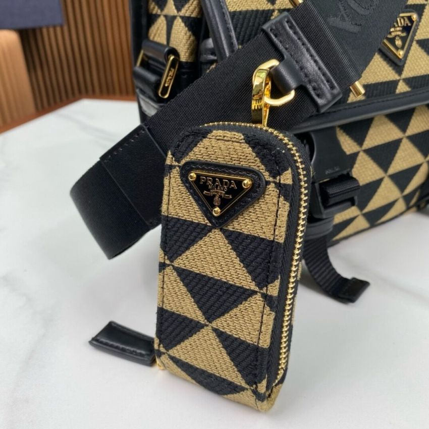 Pra*a Symbole embroidered fabric bag