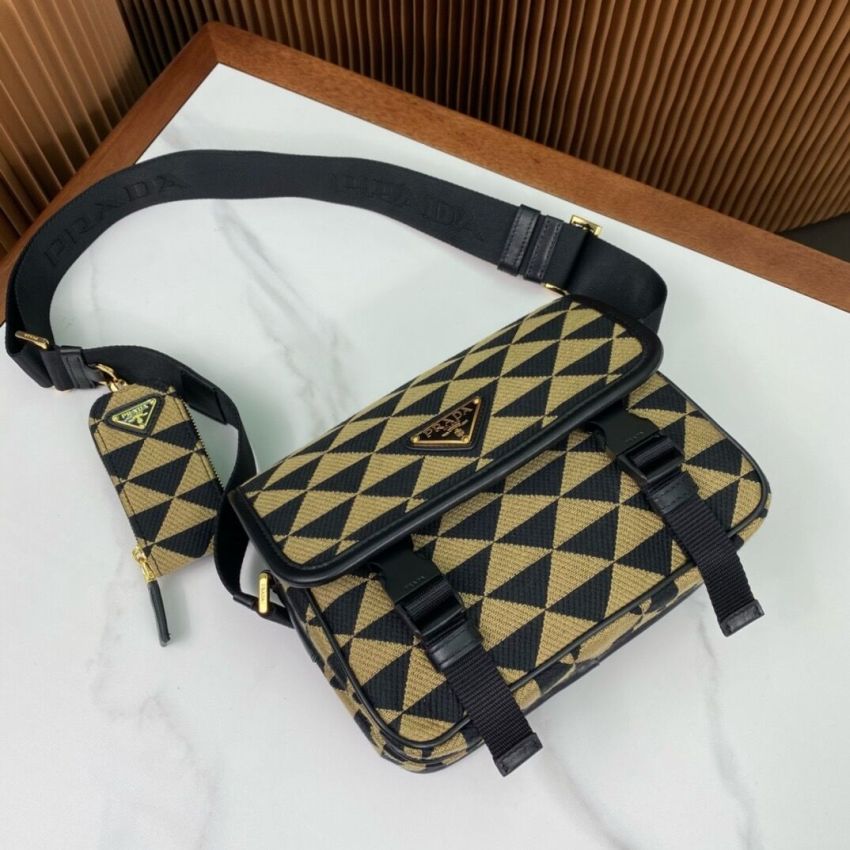 Pra*a Symbole embroidered fabric bag