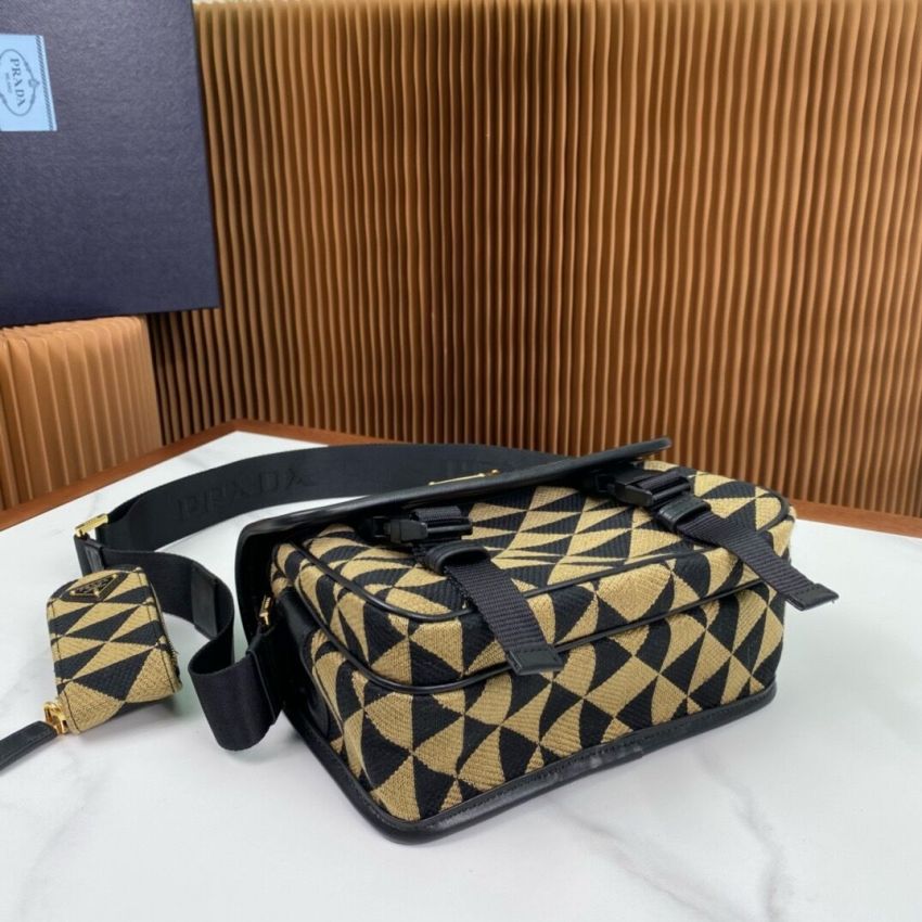 Pra*a Symbole embroidered fabric bag