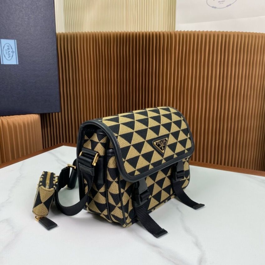 Pra*a Symbole embroidered fabric bag