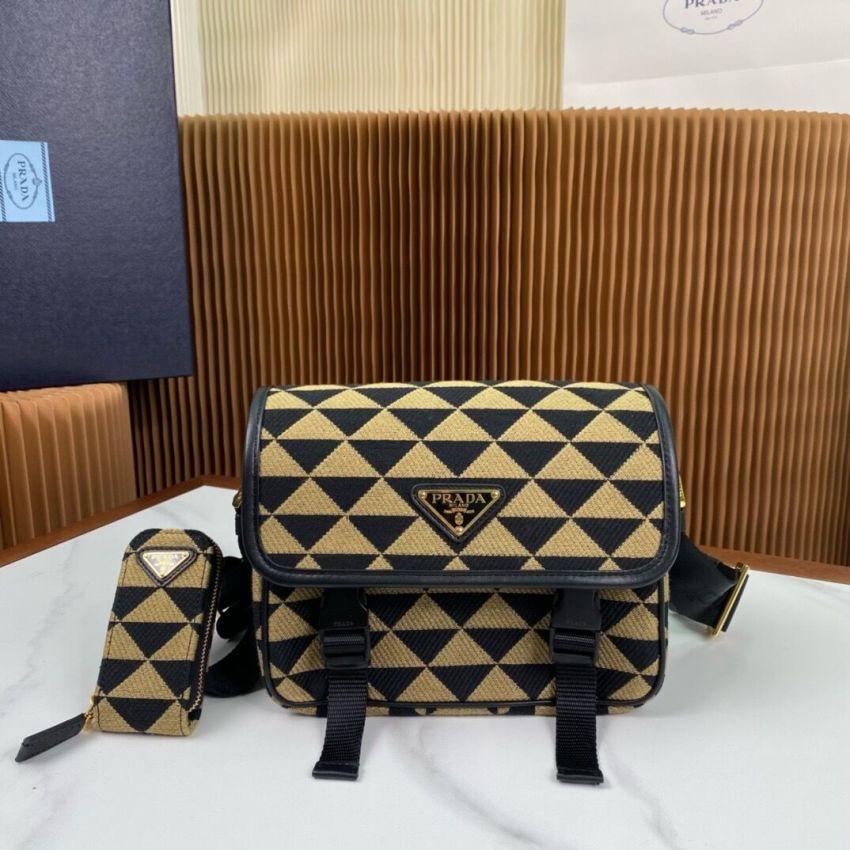 Pra*a Symbole embroidered fabric bag