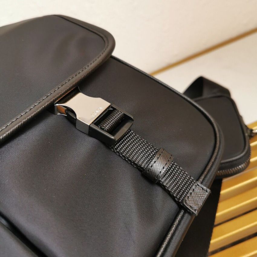 Pra*a Re-Nylon and Saffiano leather shoulder bag