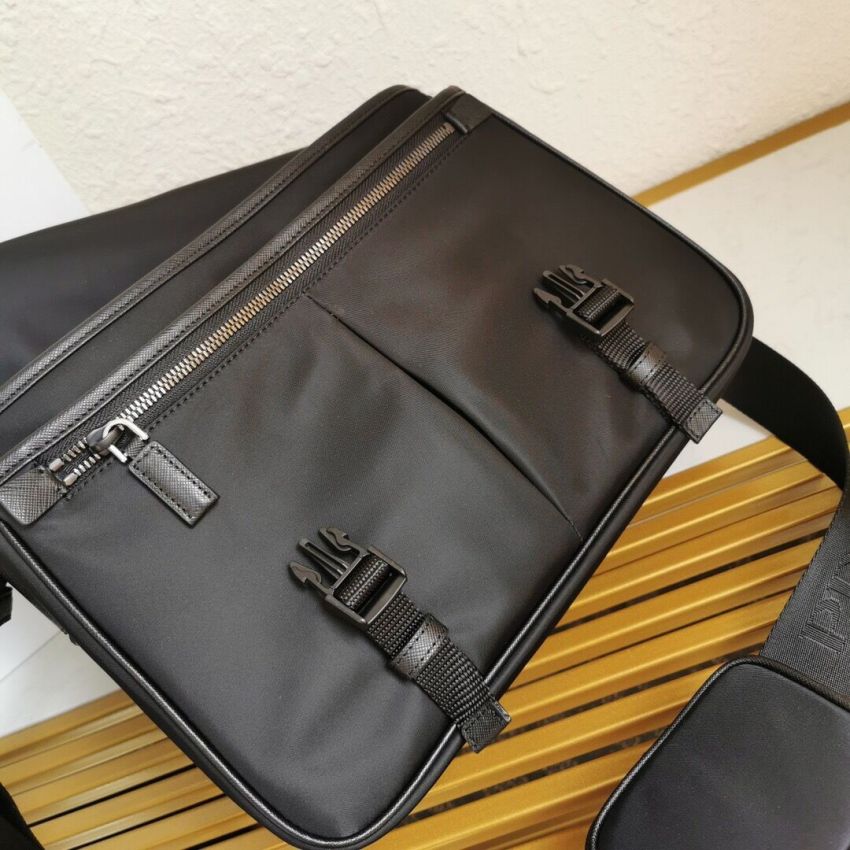 Pra*a Re-Nylon and Saffiano leather shoulder bag