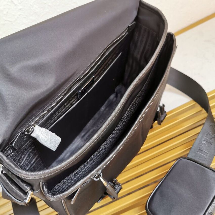 Pra*a Re-Nylon and Saffiano leather shoulder bag