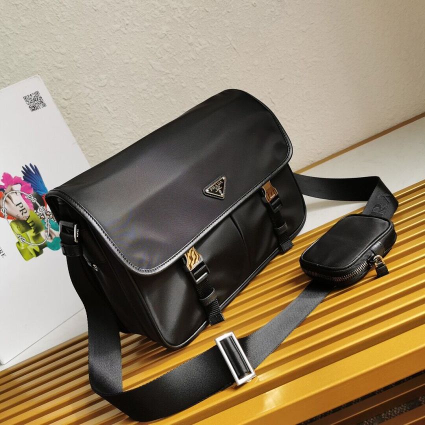 Pra*a Re-Nylon and Saffiano leather shoulder bag