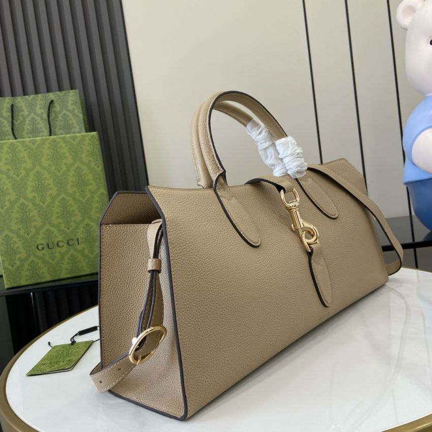 Gvc*1 Medium Tote bag with Hook closure-Taupe