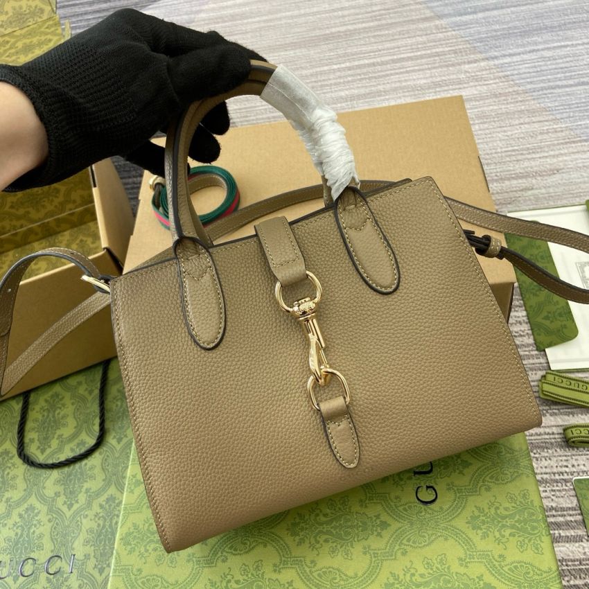 Gvc*1 Small Tote bag with Hook closure-Taupe