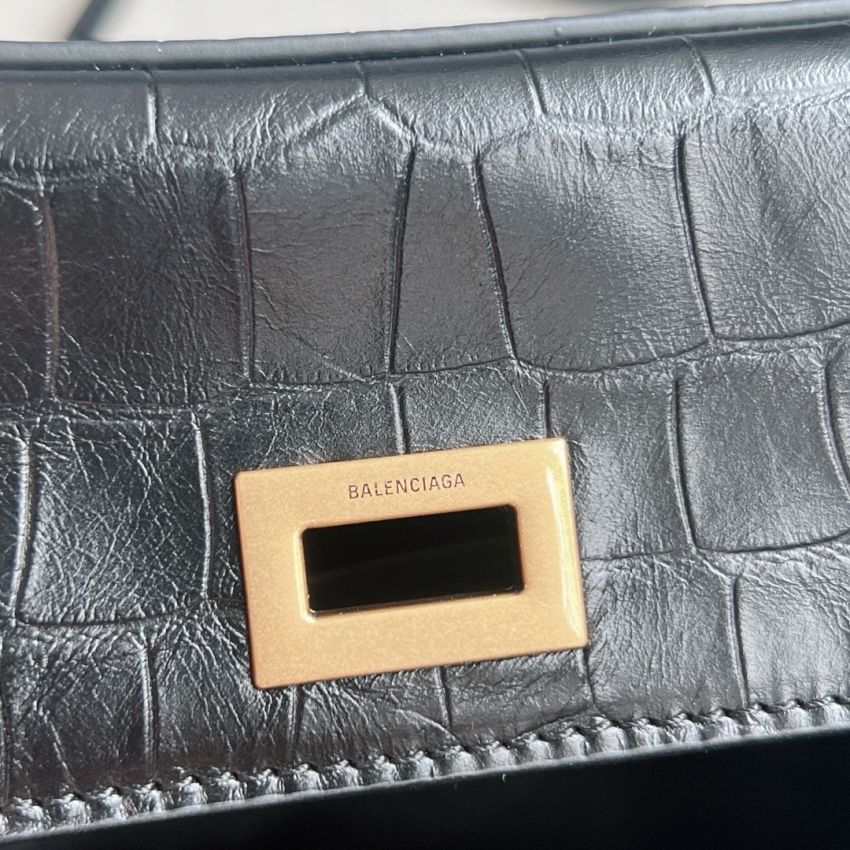 Ba1en*iaga Rodeo Mini Handbag Crocodile Embossed - Black
