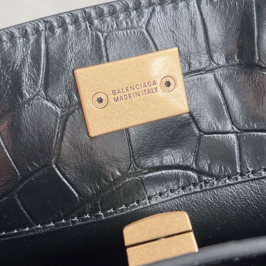 Ba1en*iaga Rodeo Mini Handbag Crocodile Embossed - Black