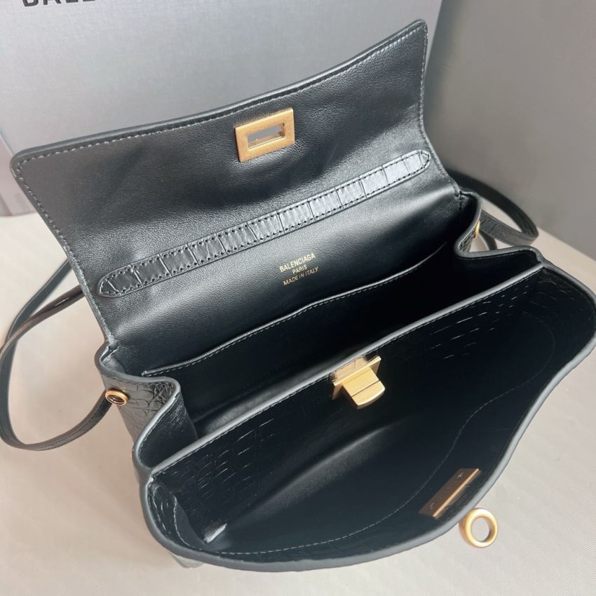 Ba1en*iaga Rodeo Mini Handbag Crocodile Embossed - Black