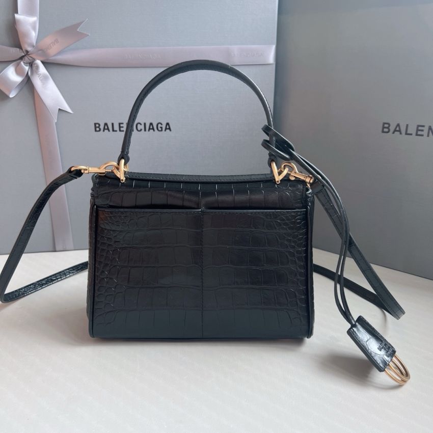 Ba1en*iaga Rodeo Mini Handbag Crocodile Embossed - Black