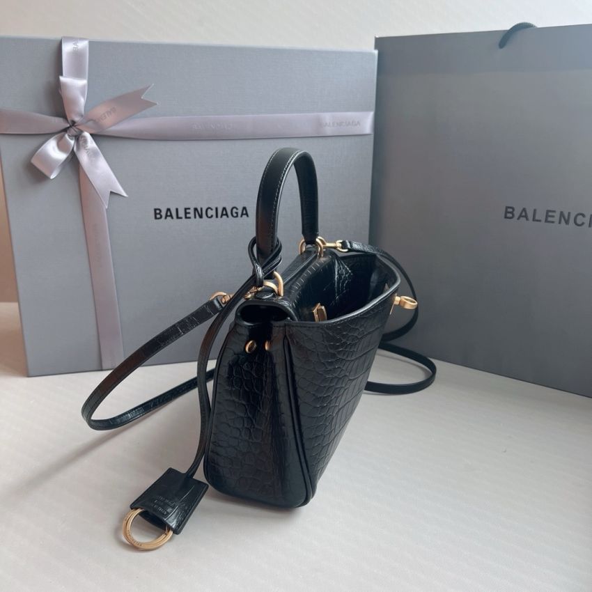 Ba1en*iaga Rodeo Mini Handbag Crocodile Embossed - Black