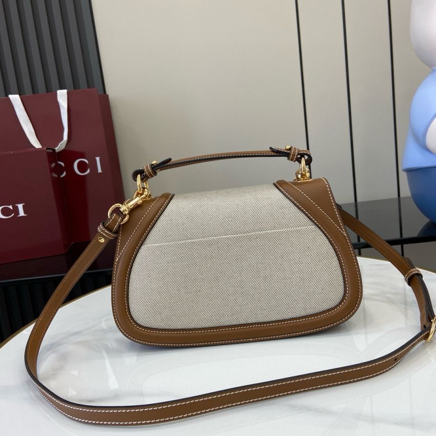 Gvc*1 Blondie Small Top Handle Bag- Beige and dark brown