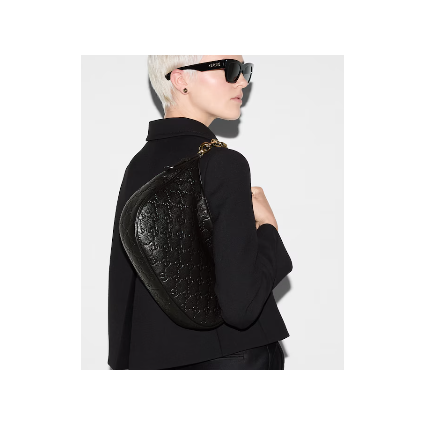 Gvc*1 GG emblem Medium shoulder bag-Black