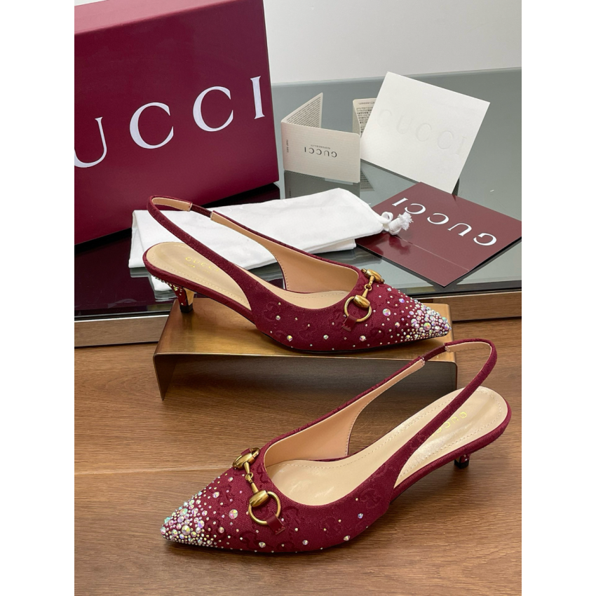 Women's slingback pump with crystal Horsebit