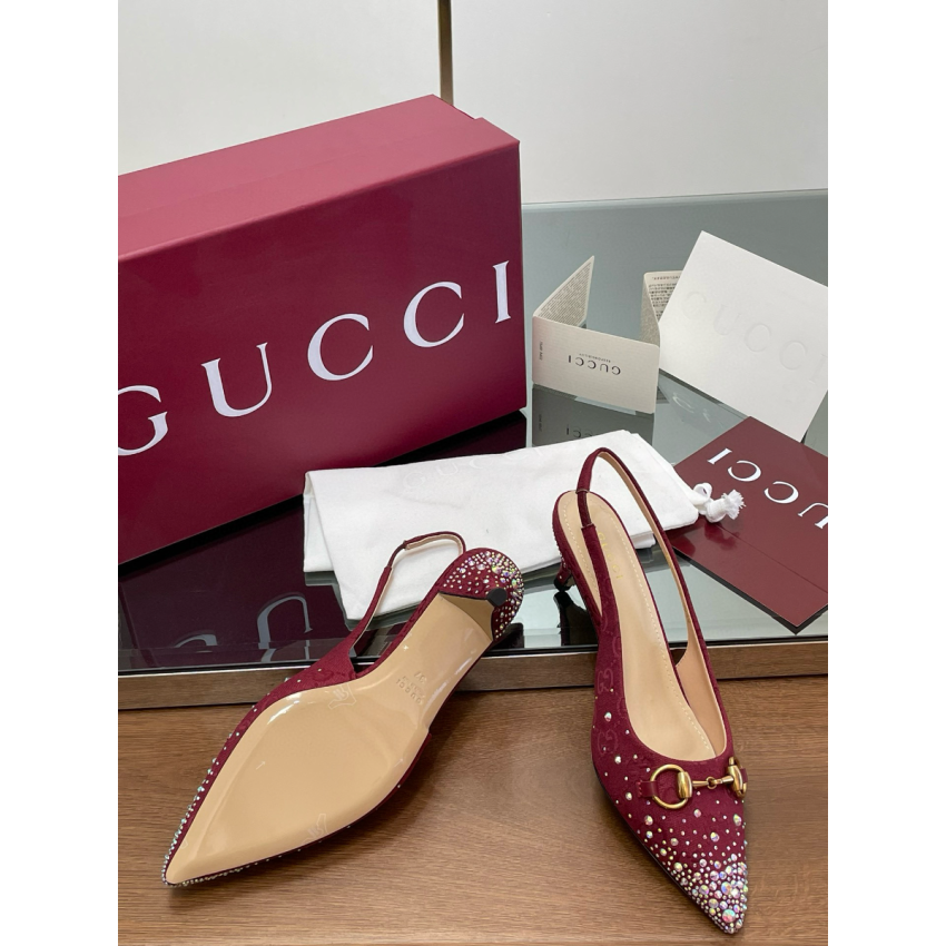 Women's slingback pump with crystal Horsebit