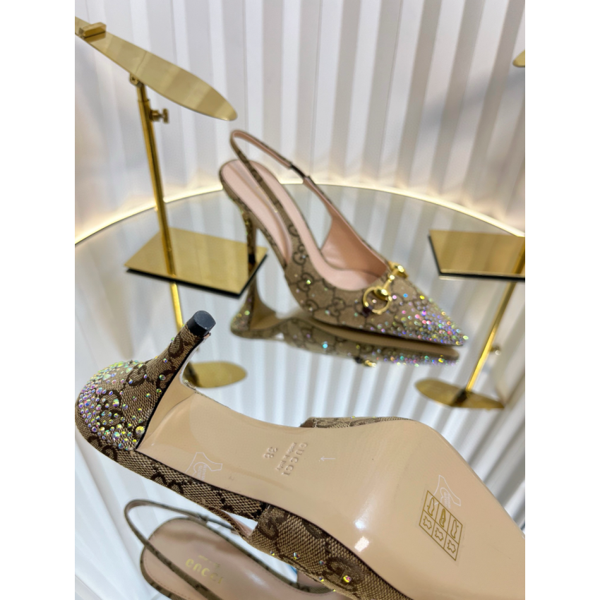 Women's slingback pump with crystal Horsebit